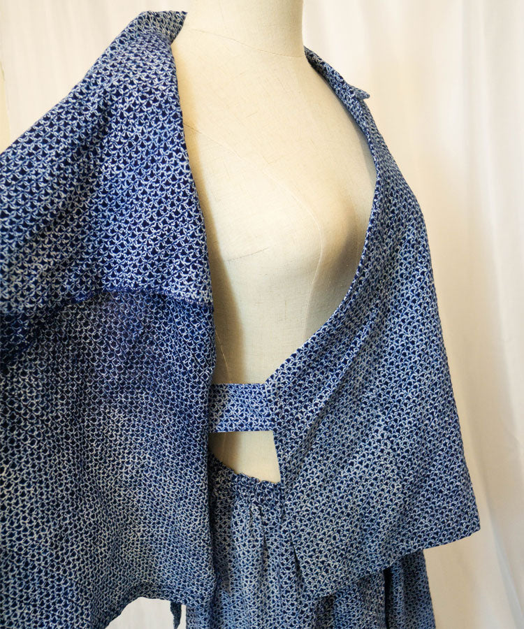 Upcycled Shibori Yukata Set – Blue Wrap Top & Skirt (Kanata Collaboration)