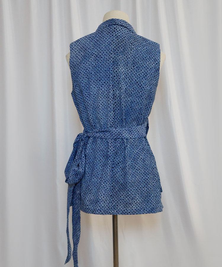 Upcycled Shibori Yukata Set – Blue Wrap Top & Skirt (Kanata Collaboration)
