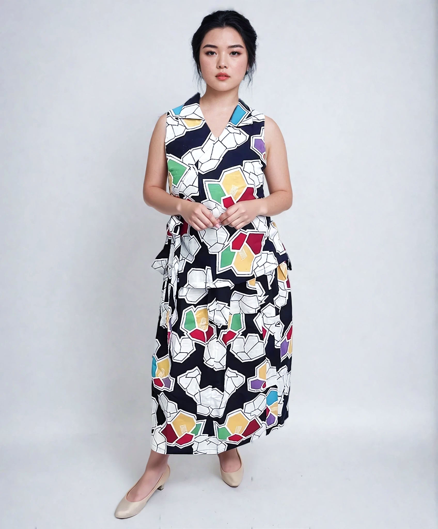 Upcycled Yukata Set – Multicolor Wrap Top & Skirt (Kanata Collaboration)