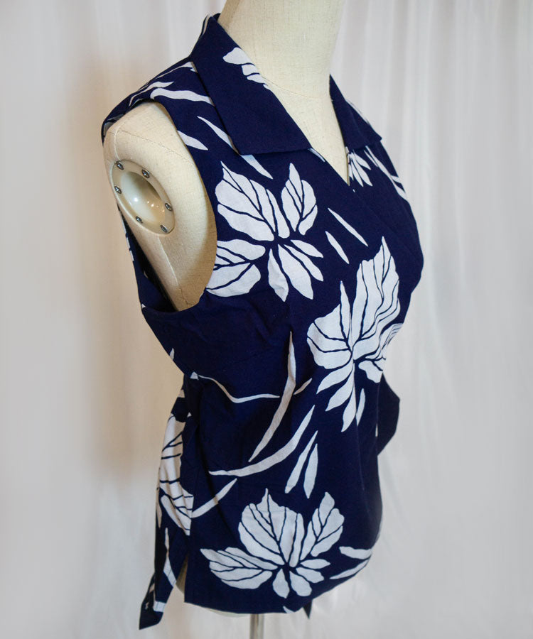 Upcycled Yukata Set – Indigo Floral Wrap Top & Skirt (Kanata Collaboration)