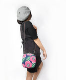 Red Camellia Shoulder Clasp Bag and Detachable Strap / Gamaguchi Japanese Shoulder Bag