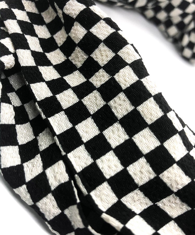 Kinari Ichimatsu Monyo Pattern Headband / Chirimen Japanese Fabric Headband