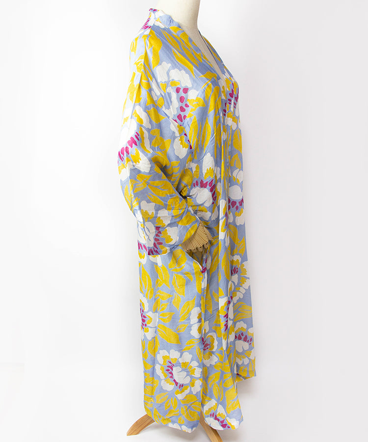 Sun Protection Cardigan / Yellow Peony Boho Kimono Cardigan