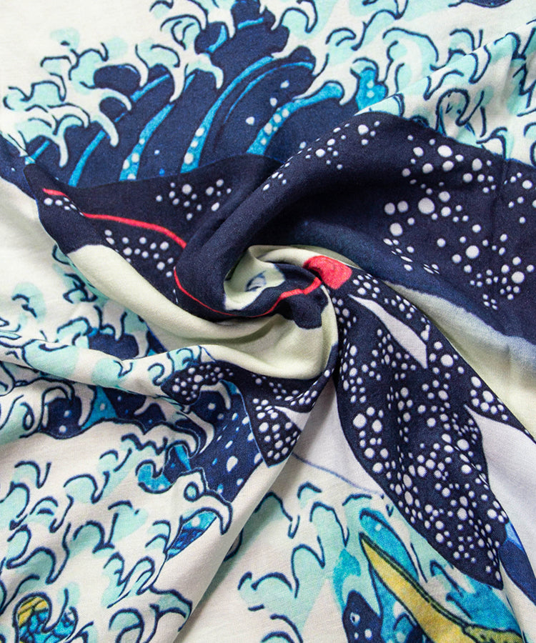 Kujira Ukiyoe Print Japanese Hawaiian Shirt