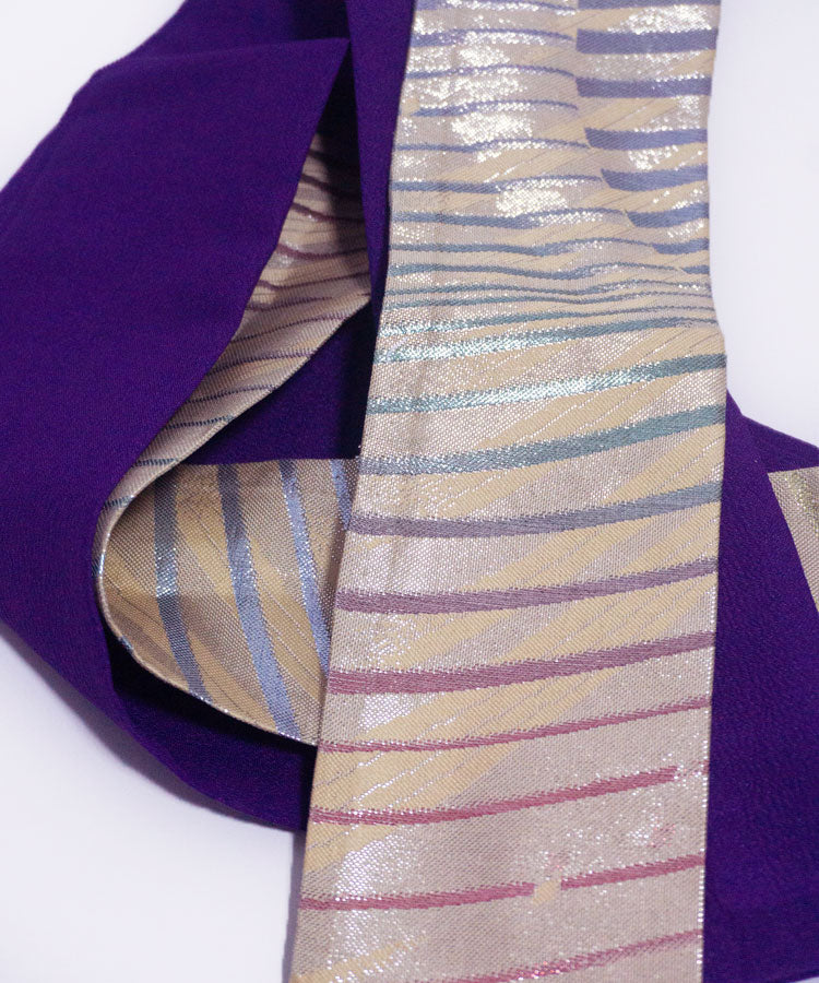 Japanese Antique Kimono Dress / Purple Dress / Japanese Style Party Dress / Kimono Remake Dress / Elegant One Of A Kind Dress