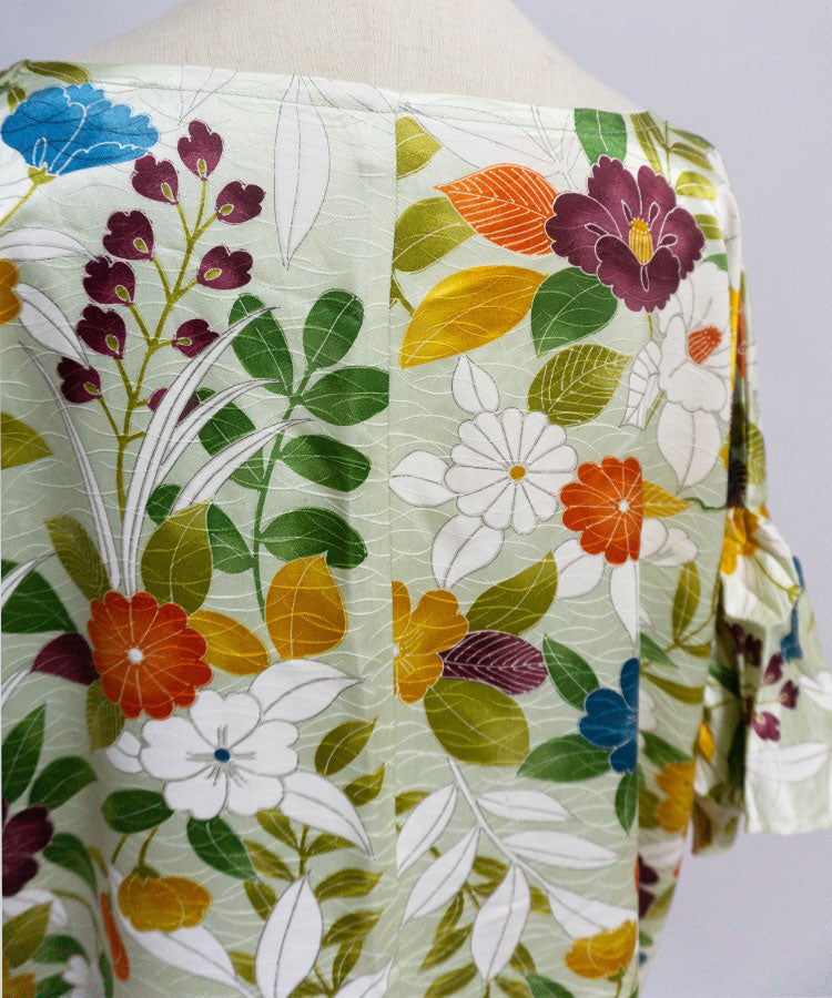 Japanese Antique Kimono Dress / Floral Dress / Japanese Style Party Dress / Kimono Remake Dress / Elegant One Of A Kind Dress