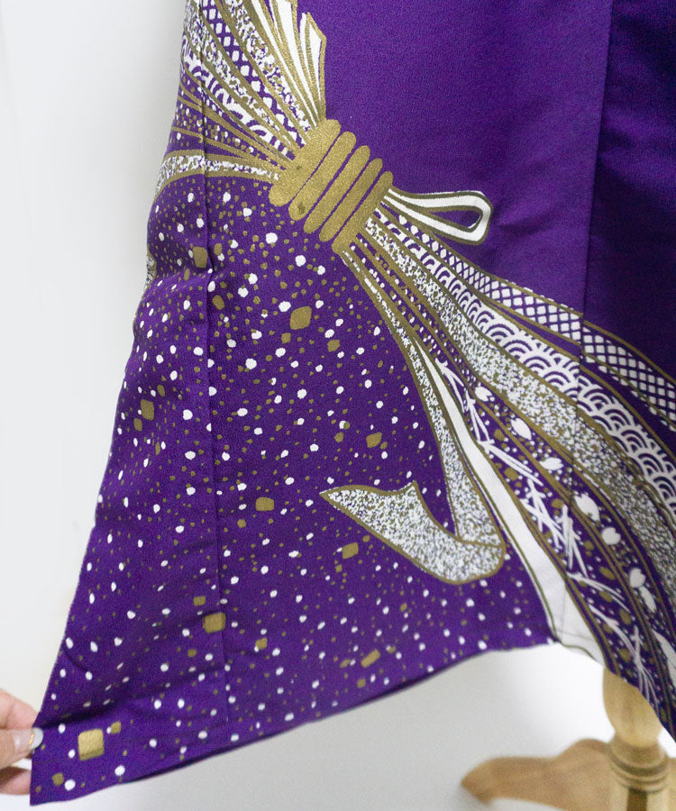 Japanese Antique Kimono Dress / Purple Dress / Japanese Style Party Dress / Kimono Remake Dress / Elegant One Of A Kind Dress
