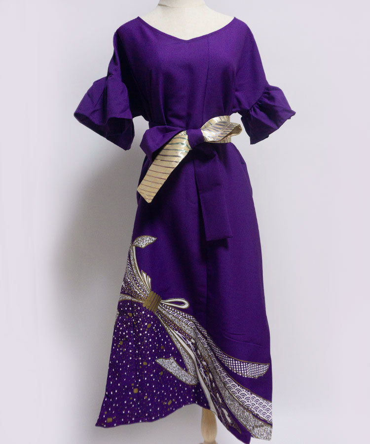 Japanese Antique Kimono Dress / Purple Dress / Japanese Style Party Dress / Kimono Remake Dress / Elegant One Of A Kind Dress