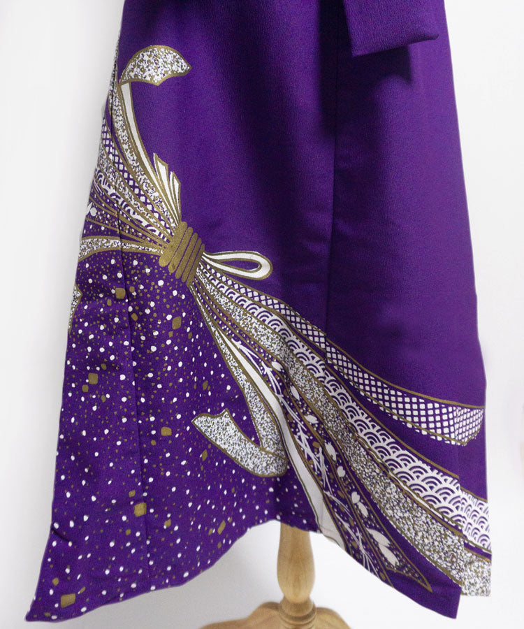 Japanese Antique Kimono Dress / Purple Dress / Japanese Style Party Dress / Kimono Remake Dress / Elegant One Of A Kind Dress