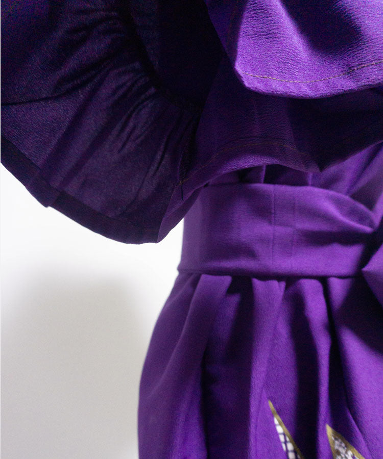 Japanese Antique Kimono Dress / Purple Dress / Japanese Style Party Dress / Kimono Remake Dress / Elegant One Of A Kind Dress