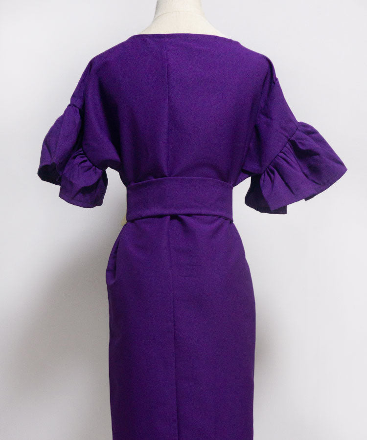 Japanese Antique Kimono Dress / Purple Dress / Japanese Style Party Dress / Kimono Remake Dress / Elegant One Of A Kind Dress