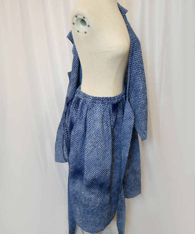Upcycled Shibori Yukata Set – Blue Wrap Top & Skirt (Kanata Collaboration)