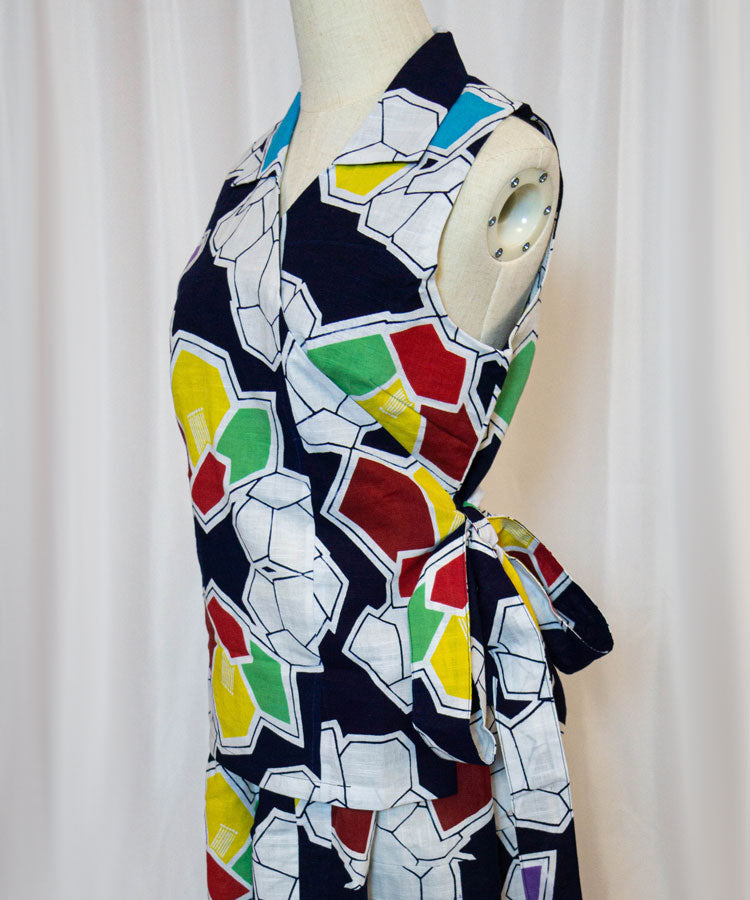 Upcycled Yukata Set – Multicolor Wrap Top & Skirt (Kanata Collaboration)
