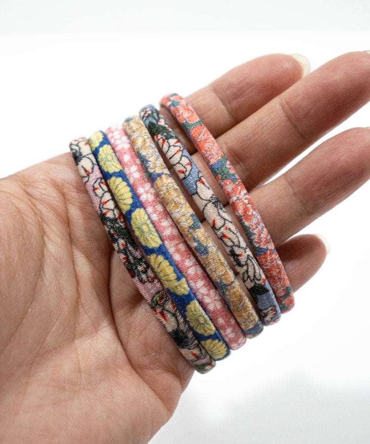 Floral Print Japanese Design Hair Ties (6pcs)