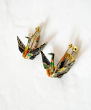 Origami Crane Earrings – Japanese Washi Paper & Surgical Steel | Handmade in Japan