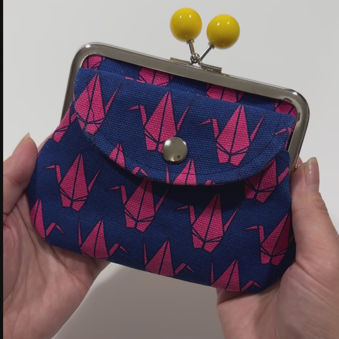 Crane Print Double Kiss Lock Coin Purse