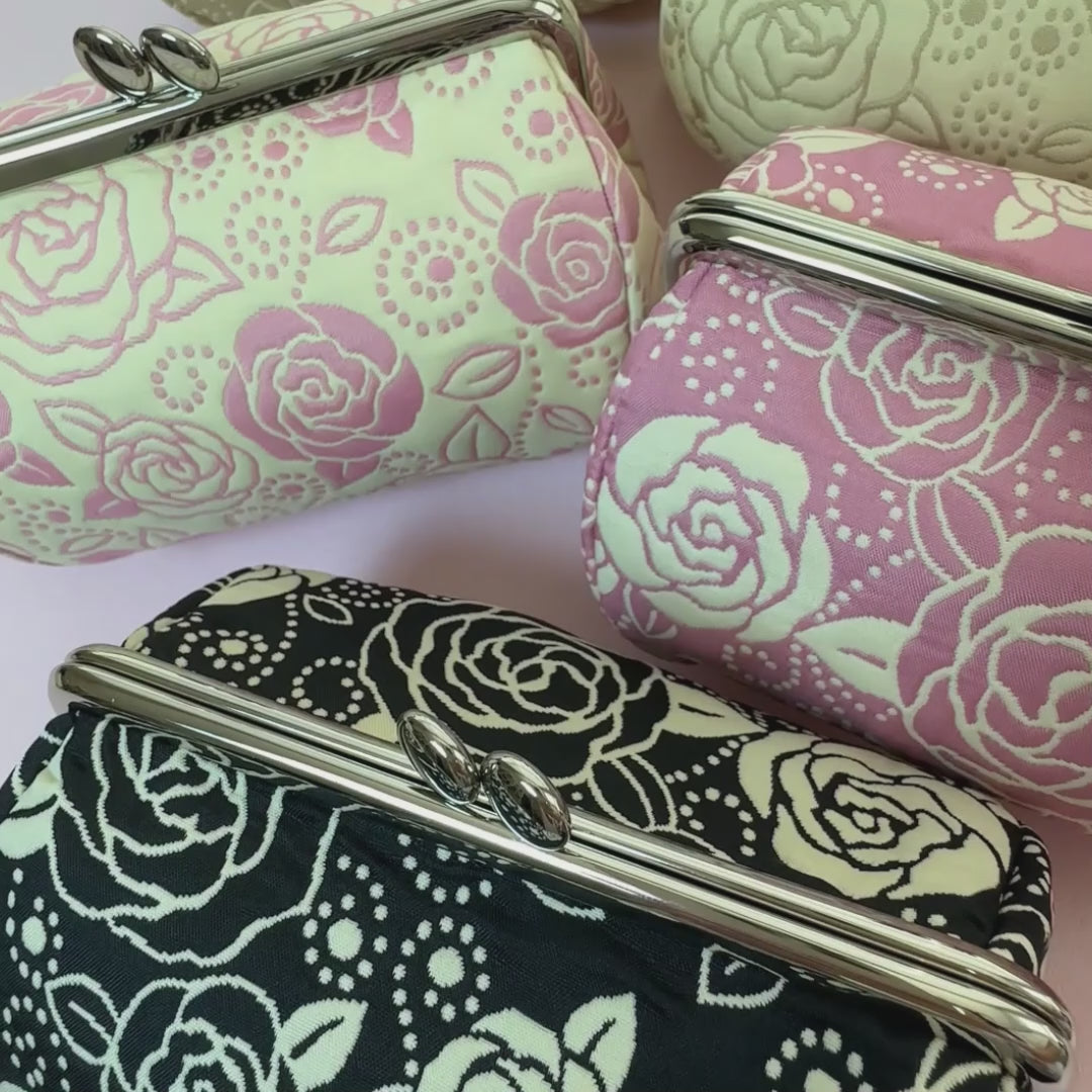 Rose Weaved Double Kiss Lock Purse