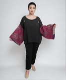 Sanmon Kurotome Meisen Long Sleeves Vintage Kimono Shirt