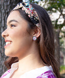 Sakura Stud Earrings / Chiyogami Hari Stained Glass Japanese Earrings