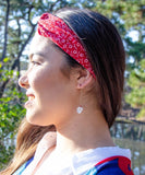Red Plum Blossom Print Cotton Japanese Headband, Side detail