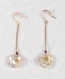 Flower Pearl Japanese Earrings / Red Coral / Amazonite Earrings