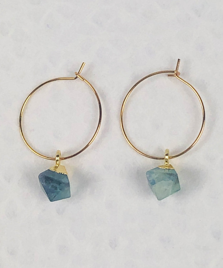 Flourite Hoop Japanese Earrings | Jpanese Jewelry