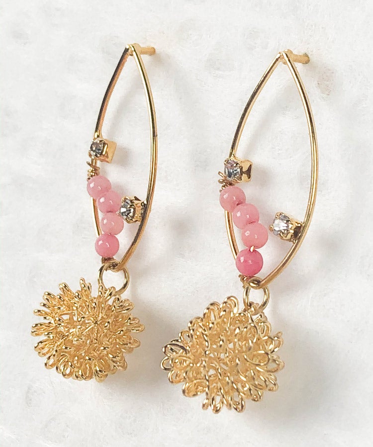 Lapis Lazuli Chrysanthemum Rhombus Japanese Earrings