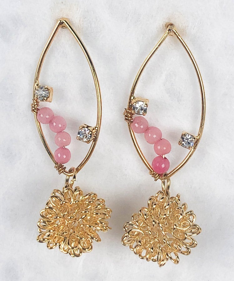 Turquoise Chrysanthemum Rhombus Japanese Earrings