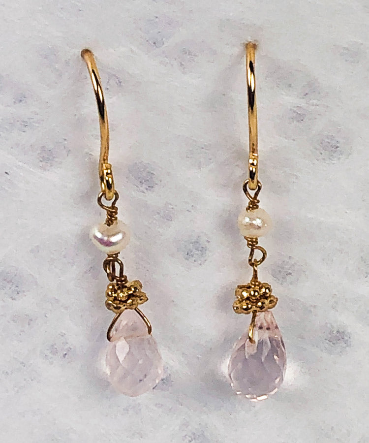 rose quartz drop earrings