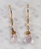 Rose Quartz Drop Earrings / Shizuku Japanese Earrings