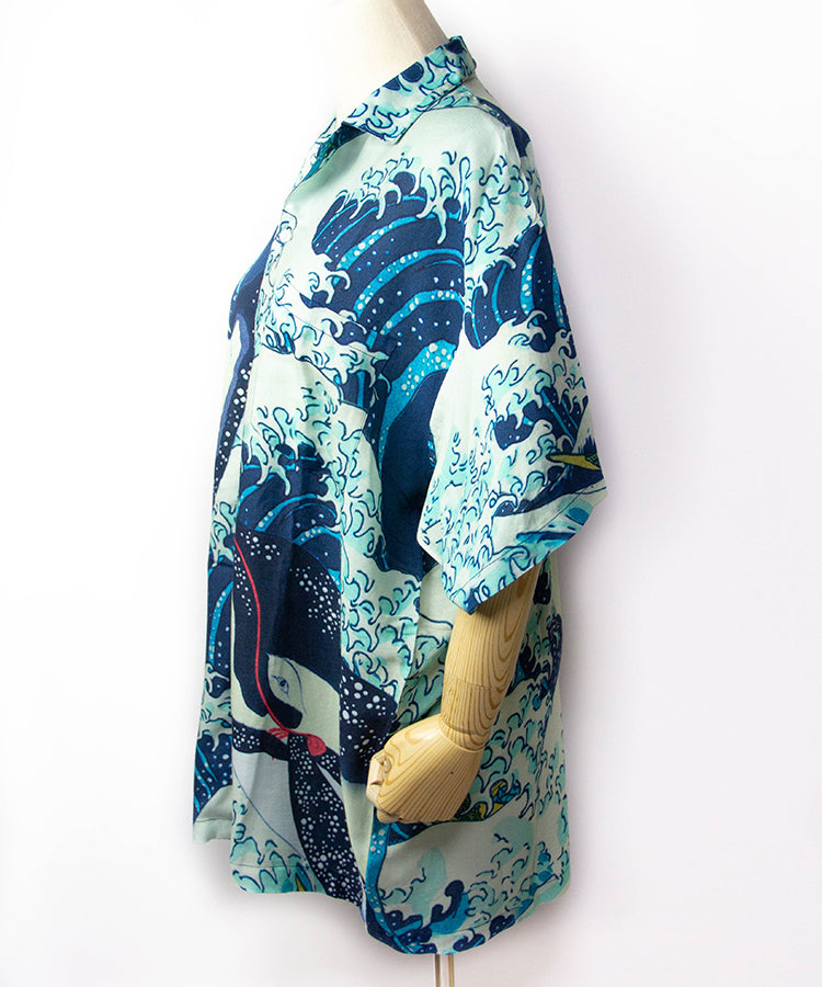 Kujira Ukiyoe Print Japanese Hawaiian Shirt