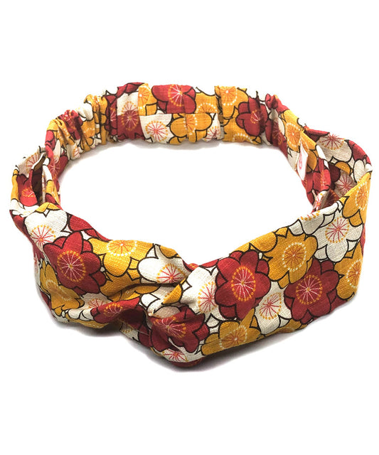 Yellow & Red Plum Print Japanese Fabric Headband