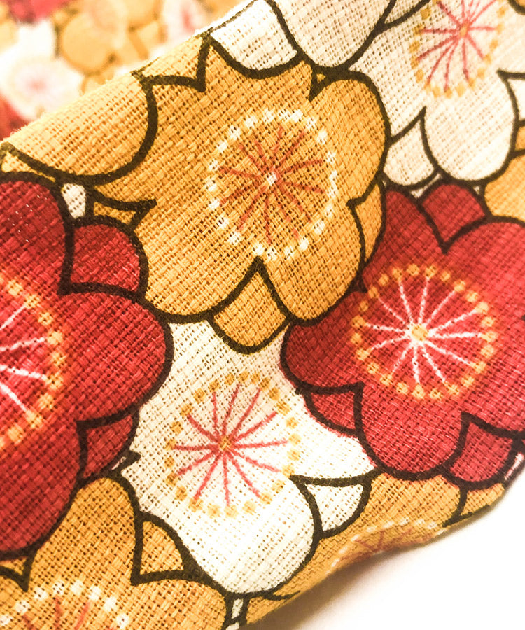 Yellow & Red Plum Print Japanese Fabric headband / Cotton Fabric Headband