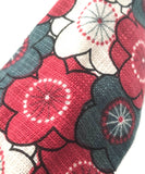Red & Gray Green Plum Print Japanese Fabric headband / Cotton Fabric Headband