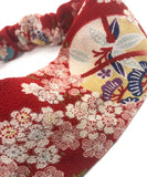 Cherry Blossom Japanese Headband, Red, Detail