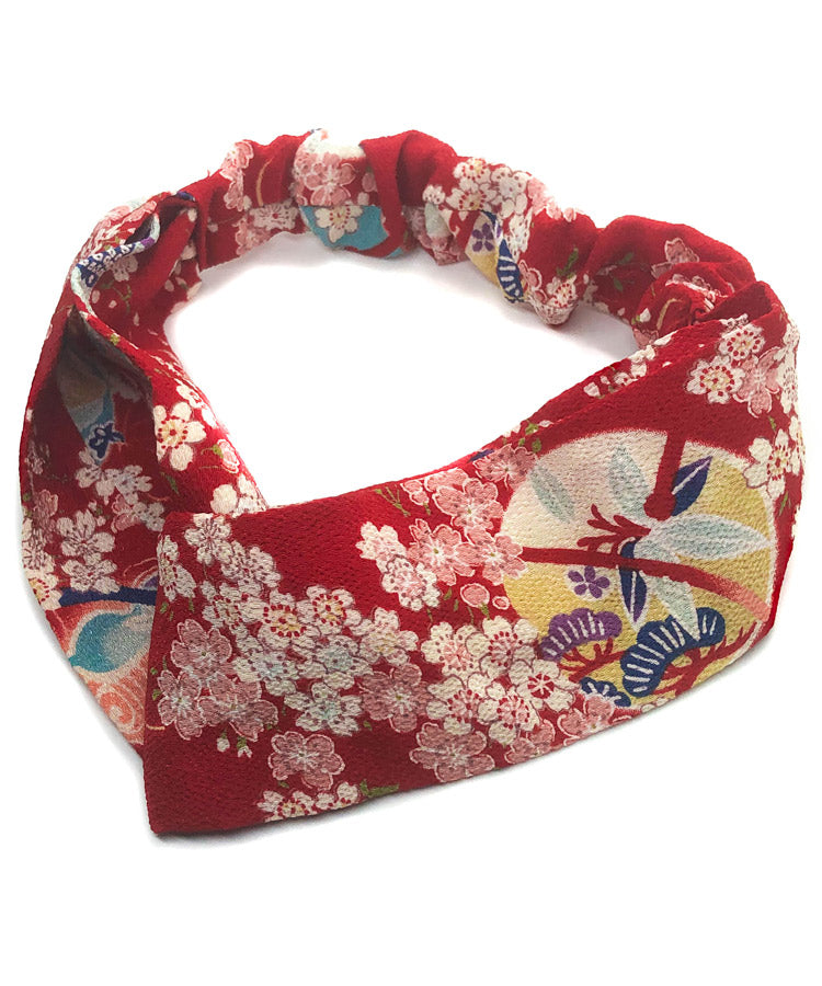 Red Cherry Blossom Japanese Fabric Headband