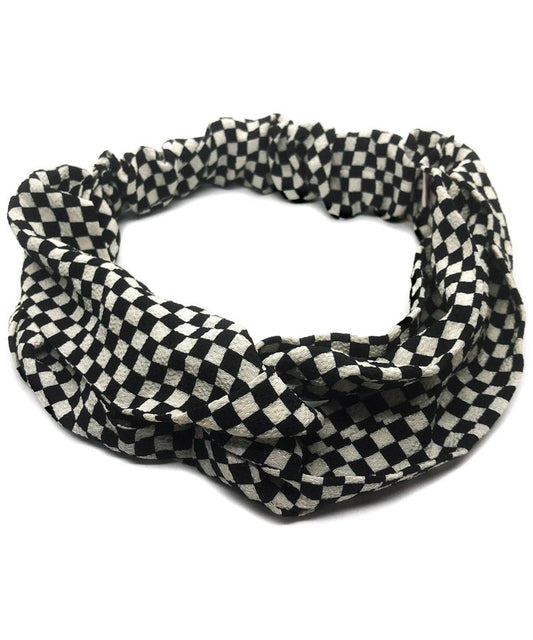 Kinari Ichimatsu Monyo Pattern Headband / Chirimen Japanese Fabric Headband