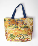 Japanese Tote Bag  / Orange Bird Vintage Kimono Obi Bag