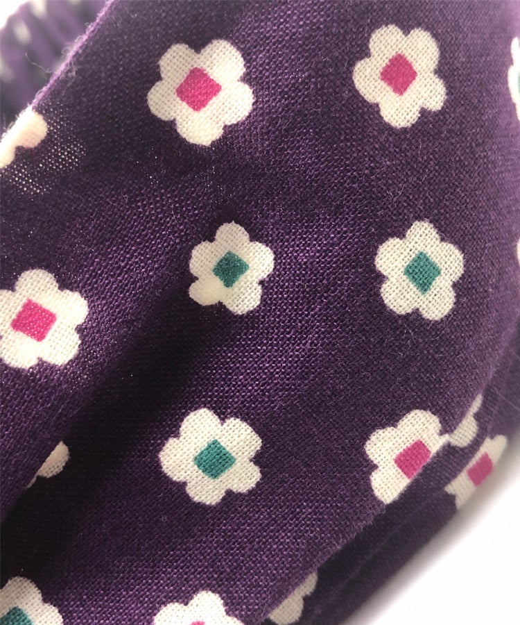 Pink Boho Japanese Fabric Headband / Snow Pellet Pattern