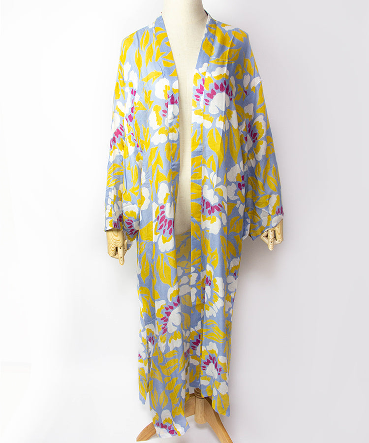 Sun Protection Cardigan / Yellow Peony Boho Kimono Cardigan