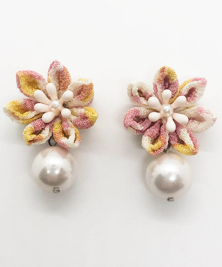 Sakura Chirimen Japanese Earrings | Steel Earrings