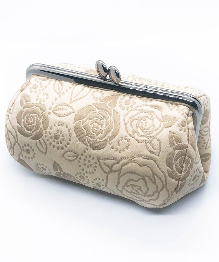 Pink Rose Weaved Metal Kiss Lock Purse / Gamaguchi Japanese Bags