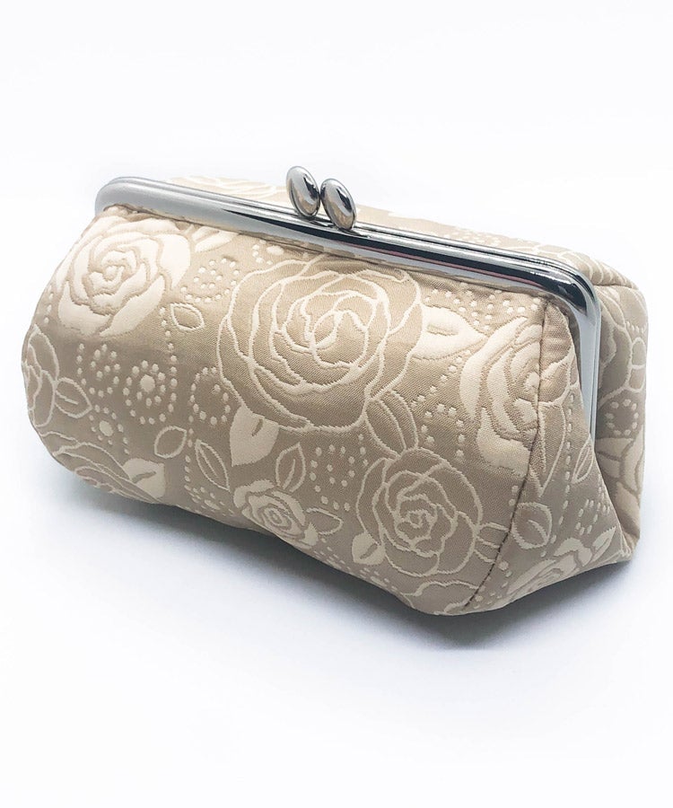 Gold Rose Weaved Metal Kiss Lock Purse / Gamaguchi Japanese Bags