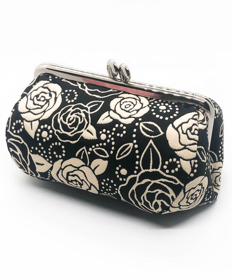 Light Beige Rose Weaved Metal Kiss Lock Purse / Gamaguchi Japanese Bags