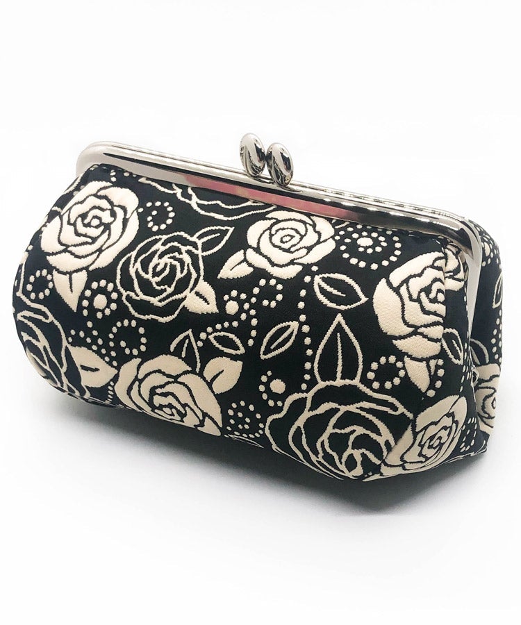 Gold Rose Weaved Metal Kiss Lock Purse / Gamaguchi Japanese Bags