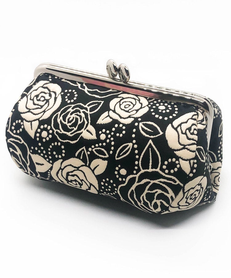 Light Beige Gold Rose Weaved Metal Kiss Lock Purse / Gamaguchi Japanese Bags