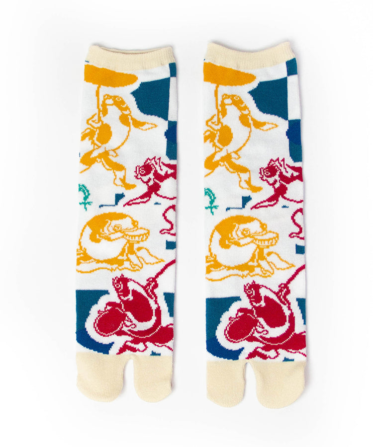 Blue Green Gold Fish Tabi Socks / High Quality Geta Socks (Size 36-39)