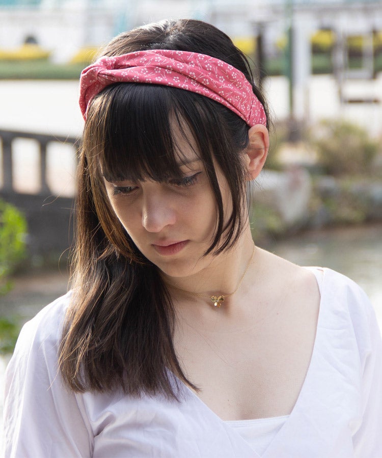 Pink Plum Blossom Print Japanese Fabric Headband / Cotton Fabric Head Band