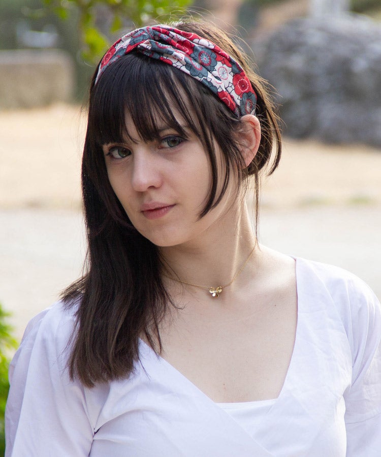 Red & Gray Green Plum Print Japanese Fabric headband / Cotton Fabric Headband