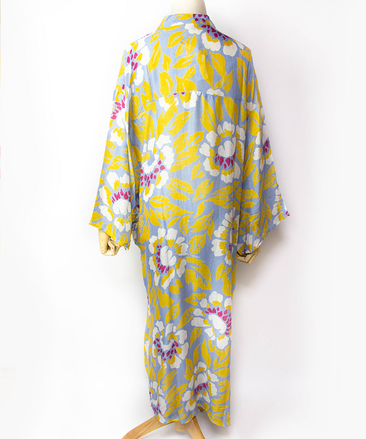 Sun Protection Cardigan / Yellow Peony Boho Kimono Cardigan